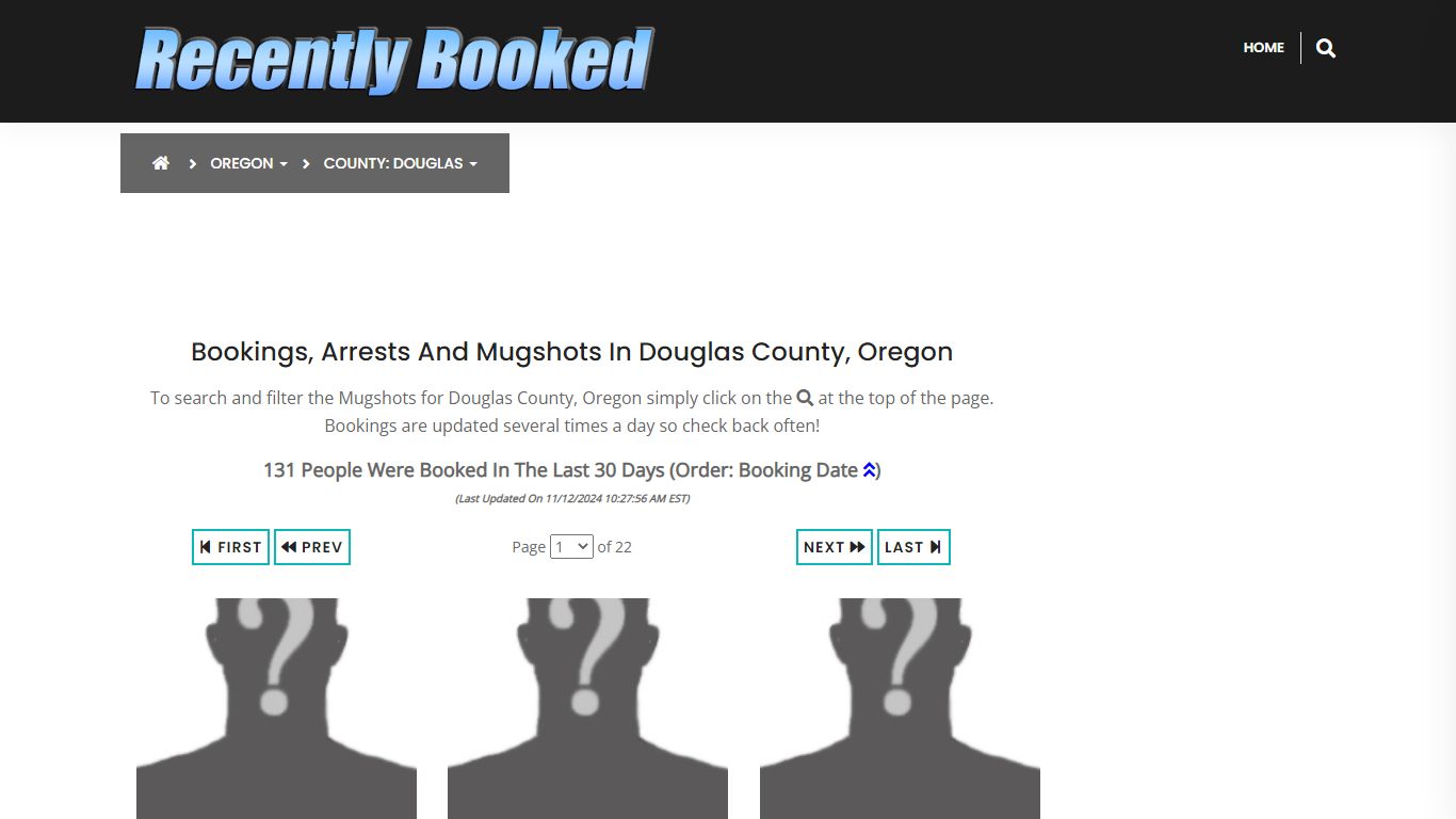 Bookings, Arrests and Mugshots in Douglas County, Oregon - Recently Booked