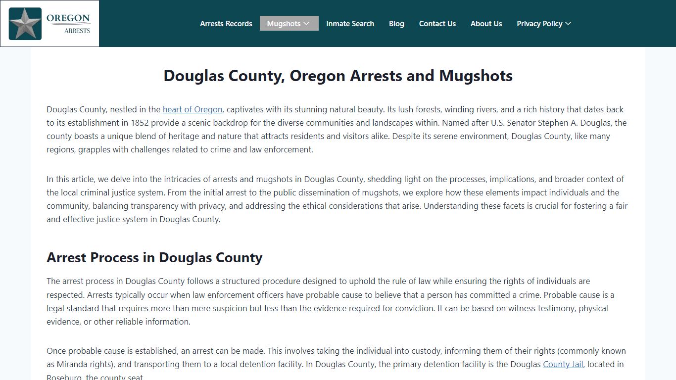 Douglas County, Oregon Arrests and Mugshots - Arrests.org OR